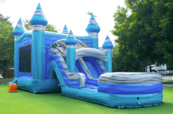Ocean Blue Bounce House with Dual Lane Water Slide rental grand ra 1 Ocean Blue Bounce House with Dual Lane Water Slide