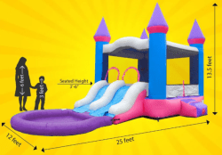 Princess double lane water slide bounce house dimensions 176762892 1 Princess Double Slide Bounce House with Pool