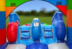 block bounce house with water slide rental in grand rapids mi 176 1 Block Double Slide Bounce House with Pool & Hoop