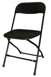 folding chairs black 1767125176 10 x 20 Tent, 3 x 6' Tables, 18 Chairs - Black