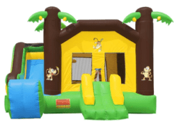 grand rapids jungle bounce house rental with slide 1767378280 Jungle Bounce House with Slide & Basketball Hoop
