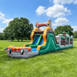 HeroKiddo T Rex Adventure 42 Inflatable Obstacle Course with Water 5 42' Dinosaur Adventure Obstacle Course